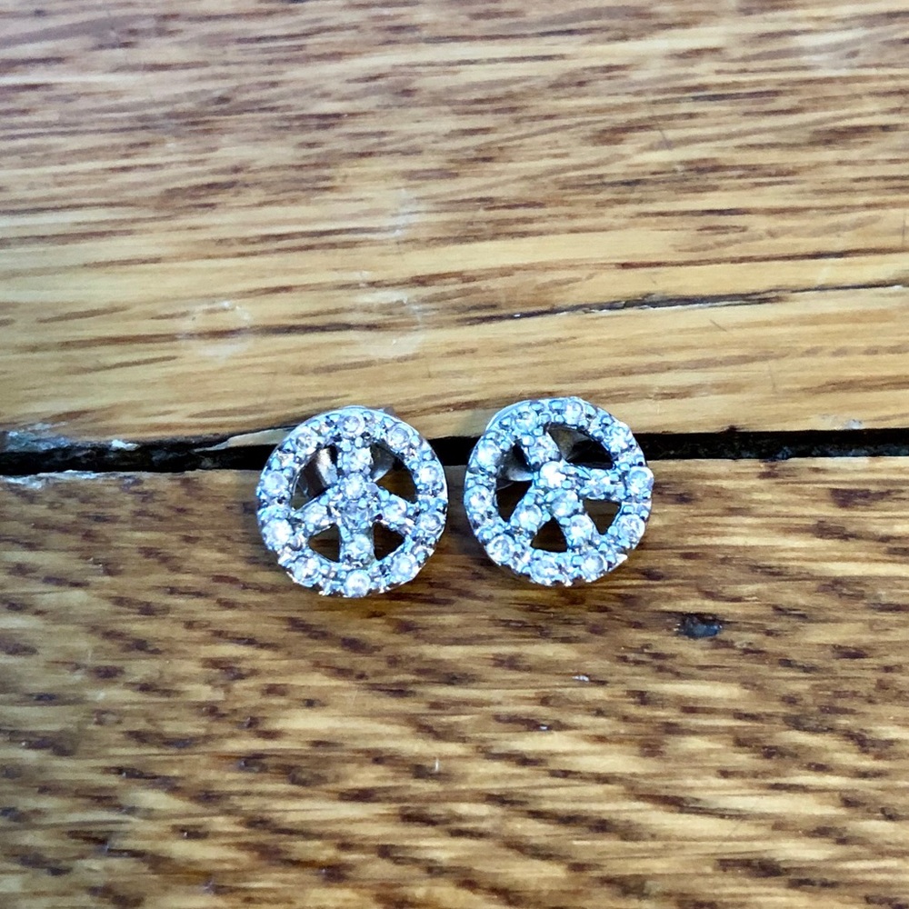 Pave Peace Sign Studs